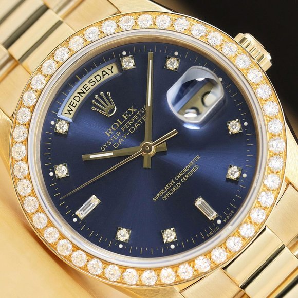 Rolex Day-Date Men's 1.5CT+ Diamond Watch w/ factory box + hang tag - Picture 2 of 9